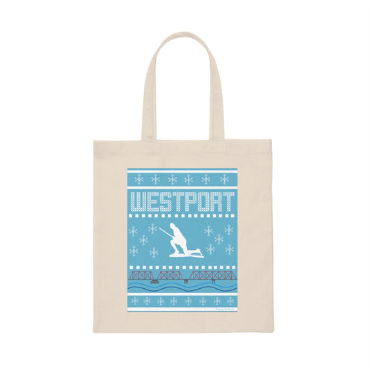 westport ct / connecticut ugly christmas sweater tote bag