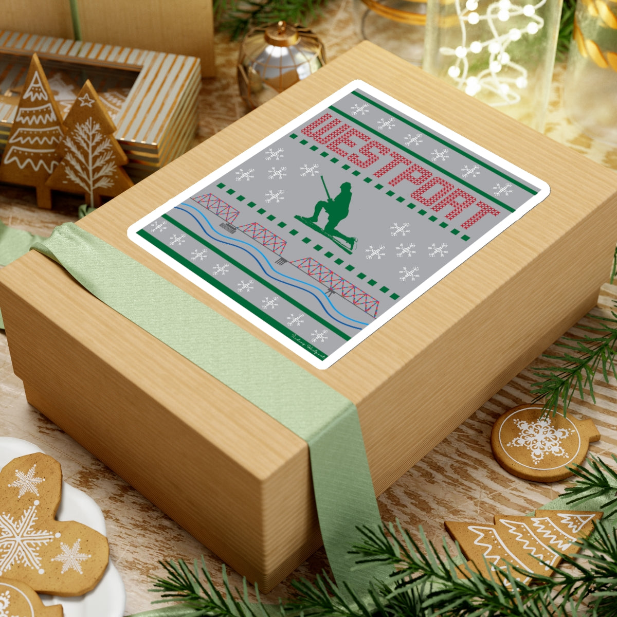 Westport Ugly Holiday Green - Red Kiss-Cut Stickers