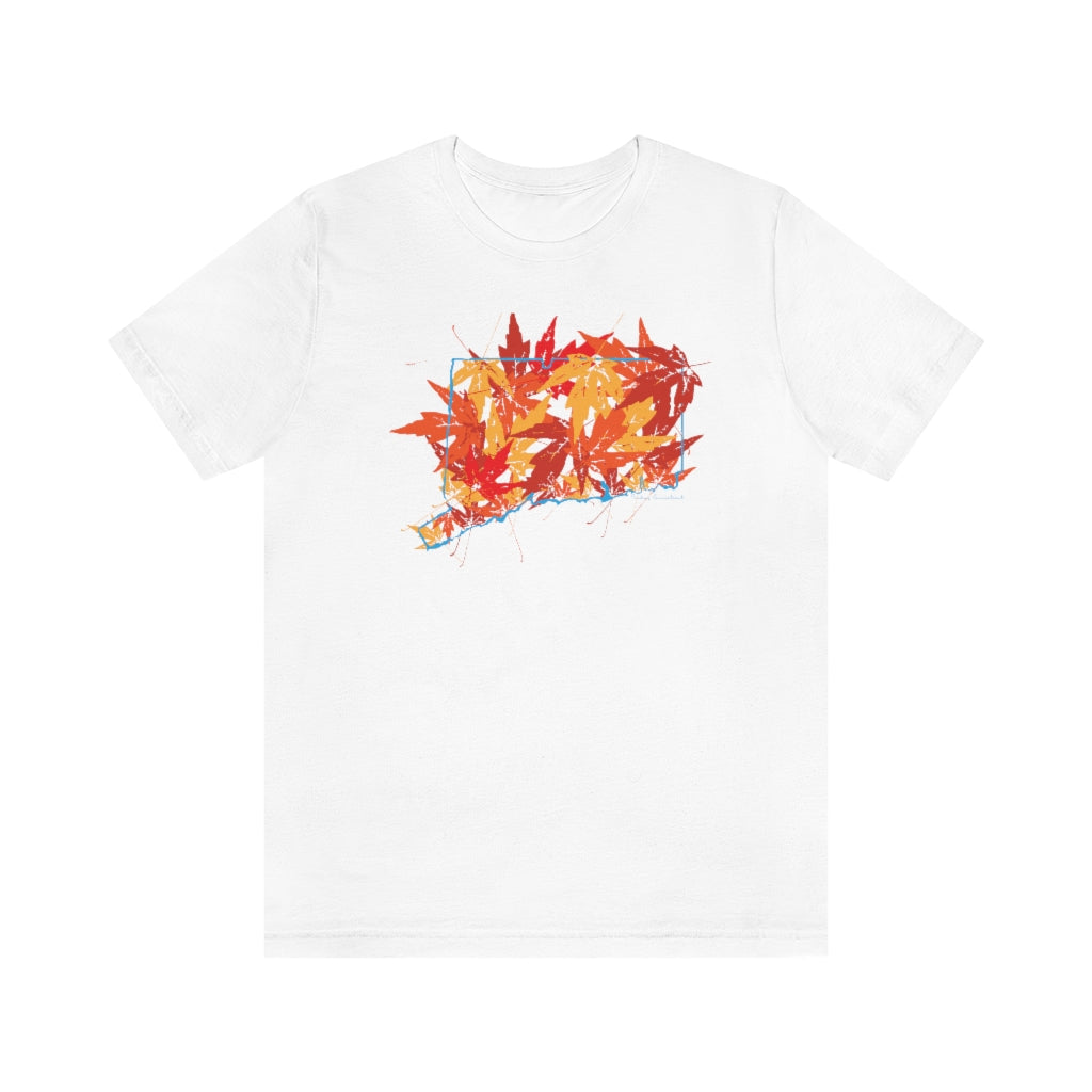 Do you love Connecticut in the fall? Cooler weather, colorful leaves falling, this collection is for you. Celebrate Connecticut and autumn together! Free USA shipping on all products.
Connecticut Leaves // Connectciut t shirt // finding connecticu