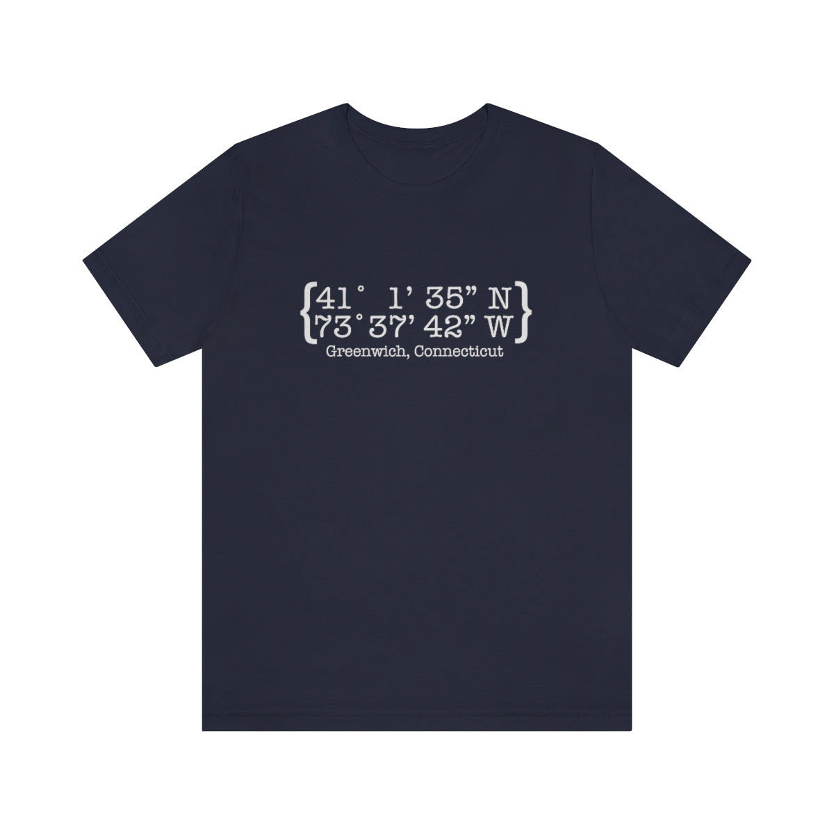 Greenwich Coordinates // greenwich CT unisex t shirt // finding connecticut