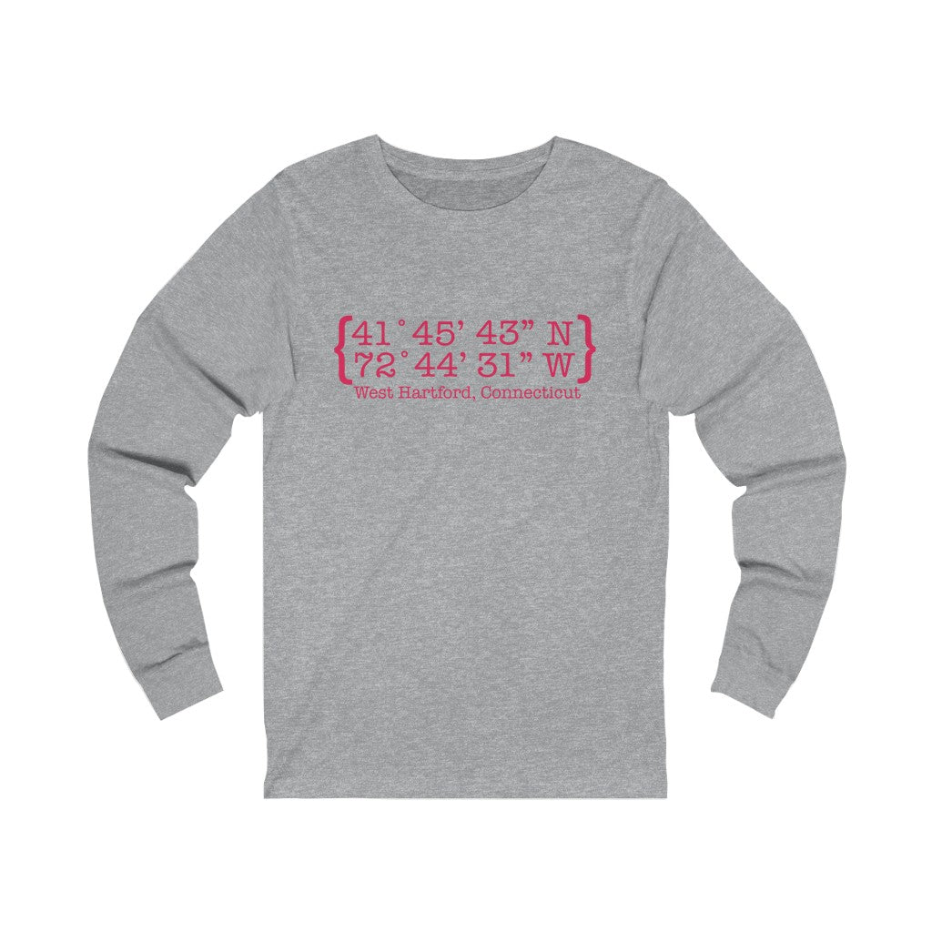 West Hartford Coordinates long sleeve tee. West Hartford Connecticut tee shirts, hoodies sweatshirts, mugs, other apparel, home gifts, and souvenirs. Proceeds of this collection go to help Finding Connecticut’s brand. Free USA shipping.
West Hartford Coordinates // West Hartford Connecticut long sleeve t shirt // finding connecticut