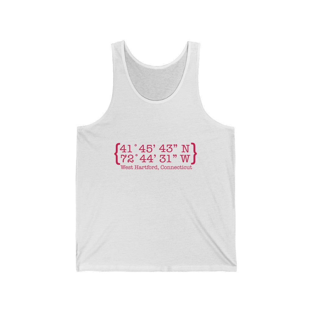 west hartford ct shirts.
West Hartford Coordinates // West hartford Connecticut unisex tank top shirt // finding connecticut