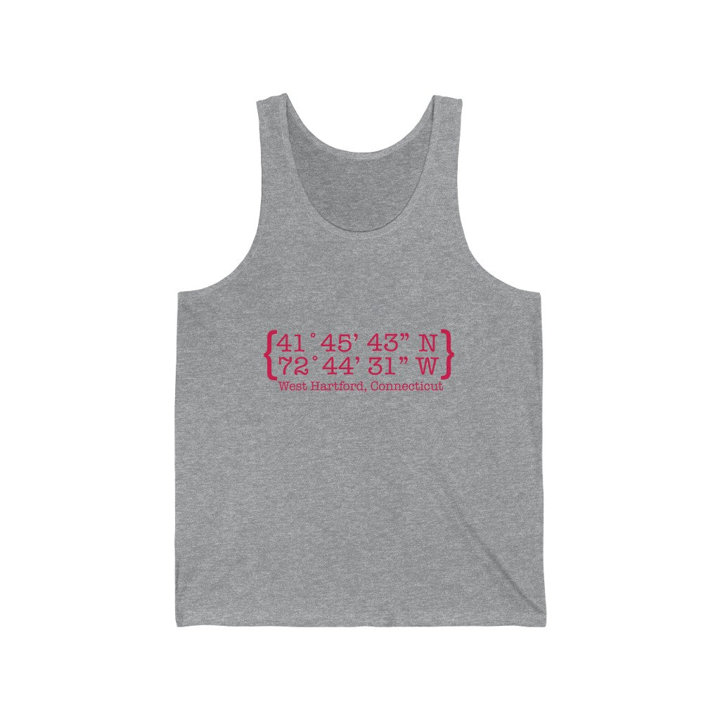 West Hartford Coordinates tank tops. West Hartford Connecticut tee shirts, hoodies sweatshirts, mugs, other apparel, home gifts, and souvenirs. Proceeds of this collection go to help Finding Connecticut’s brand. Free USA shipping.
West Hartford Coordinates // West hartford Connecticut unisex tank top shirt // finding connecticut