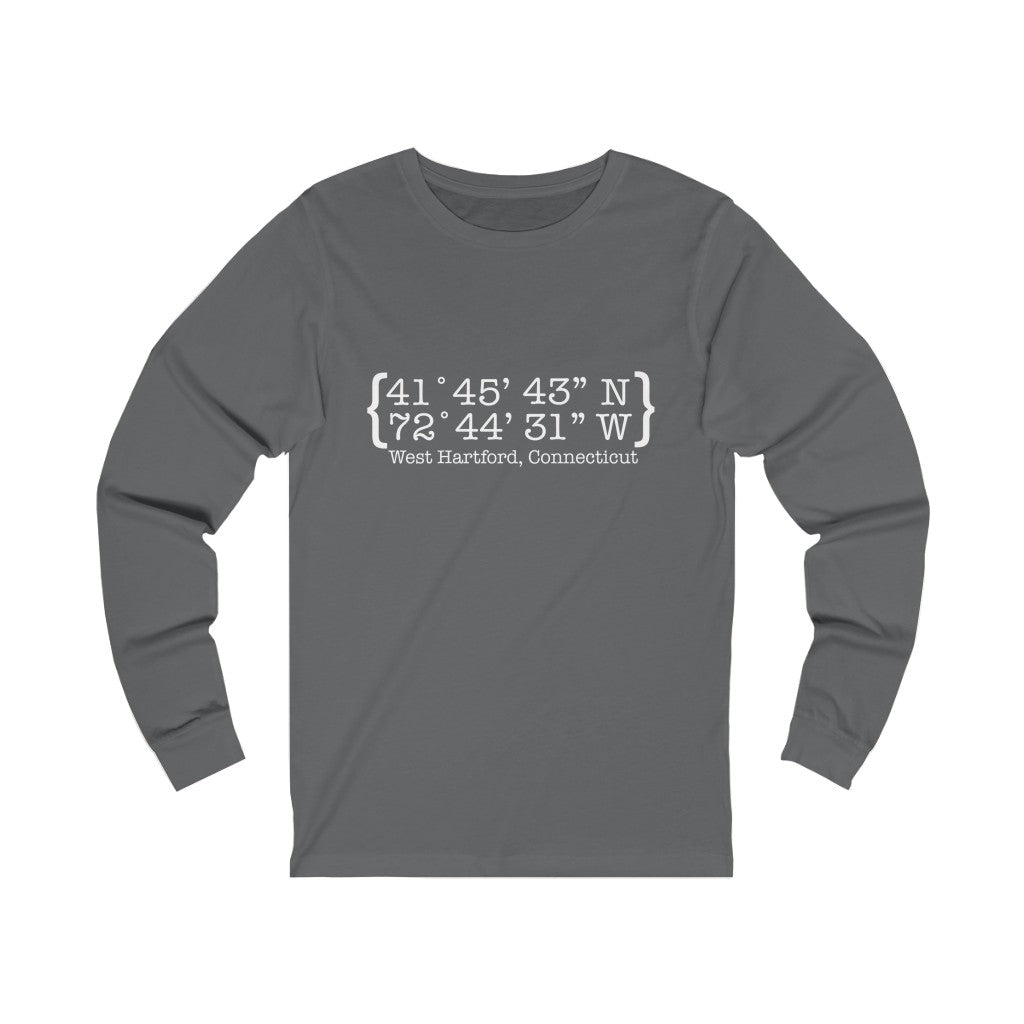 West Hartford Coordinates long sleeve tee shirts. West Hartford Connecticut tee shirts, hoodies sweatshirts, mugs, other apparel, home gifts, and souvenirs. Proceeds of this collection go to help Finding Connecticut’s brand. Free USA shipping.
West Hartford Coordinates // West hartford ct long sleve t shirt // finding connecticut