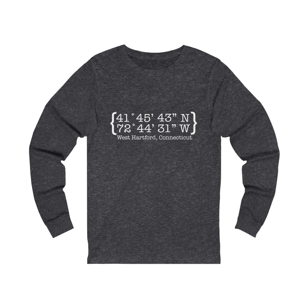 West Hartford Coordinates long sleeve tee shirts. West Hartford Connecticut tee shirts, hoodies sweatshirts, mugs, other apparel, home gifts, and souvenirs. Proceeds of this collection go to help Finding Connecticut’s brand. Free USA shipping.
West Hartford Coordinates // West hartford ct long sleve t shirt // finding connecticut