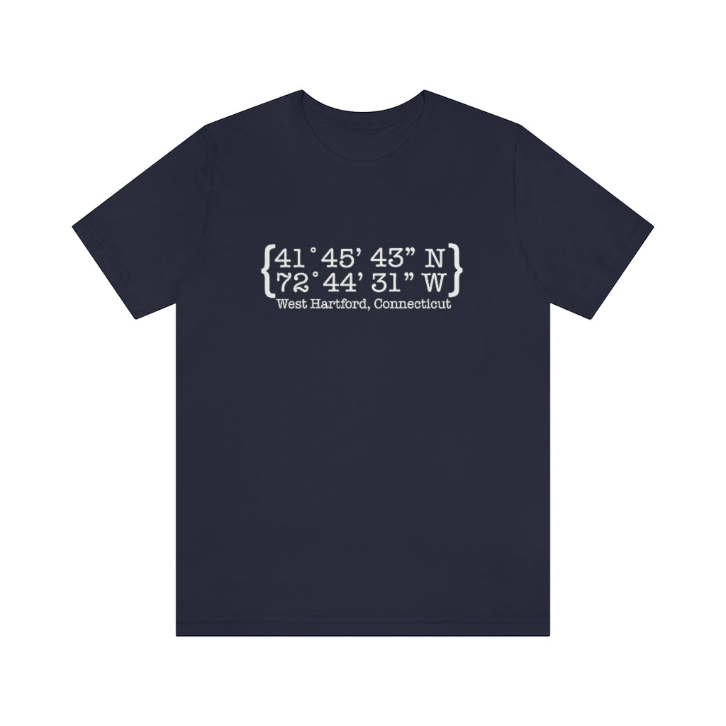 West Hartford Coordinates tee shirt. West Hartford Connecticut tee shirts, hoodies sweatshirts, mugs, other apparel, home gifts, and souvenirs. Proceeds of this collection go to help Finding Connecticut’s brand. Free USA shipping.