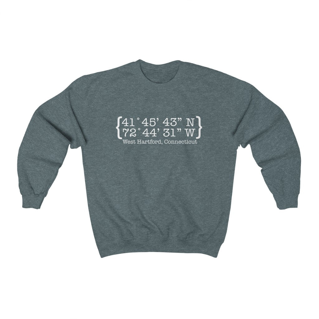 West Hartford Coordinates sweatshirt. West Hartford Connecticut tee shirts, hoodies sweatshirts, mugs, other apparel, home gifts, and souvenirs. Proceeds of this collection go to help Finding Connecticut’s brand. Free USA shipping.
West Hartford Coordinates // west hartford ct sweatshirt // finding connecticut