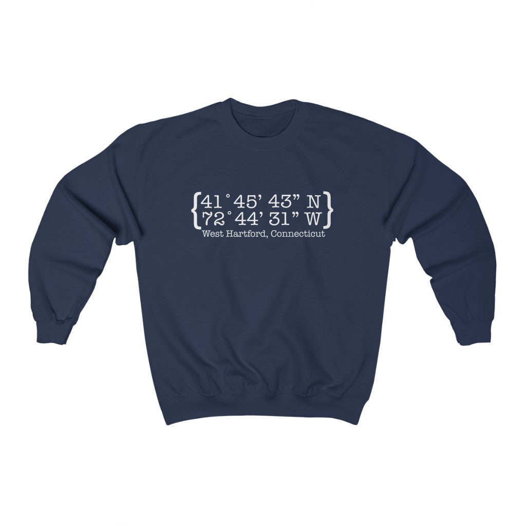 West Hartford Coordinates sweatshirt. West Hartford Connecticut tee shirts, hoodies sweatshirts, mugs, other apparel, home gifts, and souvenirs. Proceeds of this collection go to help Finding Connecticut’s brand. Free USA shipping.
West Hartford Coordinates // west hartford ct sweatshirt // finding connecticut
