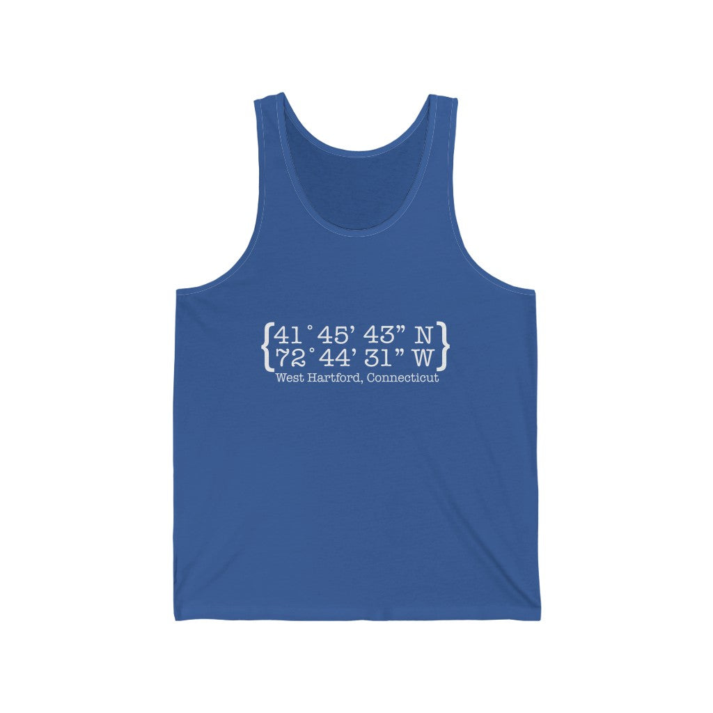 West Hartford Coordinates tank tops. West Hartford Connecticut tee shirts, hoodies sweatshirts, mugs, other apparel, home gifts, and souvenirs. Proceeds of this collection go to help Finding Connecticut’s brand. Free USA shipping.
West Hartford Coordinates // west hartford ct unisex tank top shirt // finding connecticut