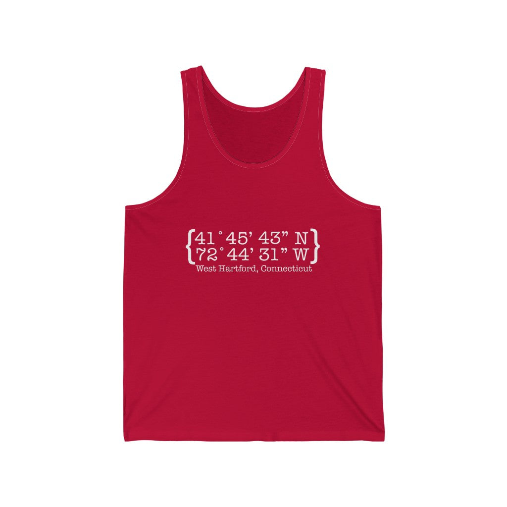 West Hartford Coordinates tank tops. West Hartford Connecticut tee shirts, hoodies sweatshirts, mugs, other apparel, home gifts, and souvenirs. Proceeds of this collection go to help Finding Connecticut’s brand. Free USA shipping.
West Hartford Coordinates // west hartford ct unisex tank top shirt // finding connecticut