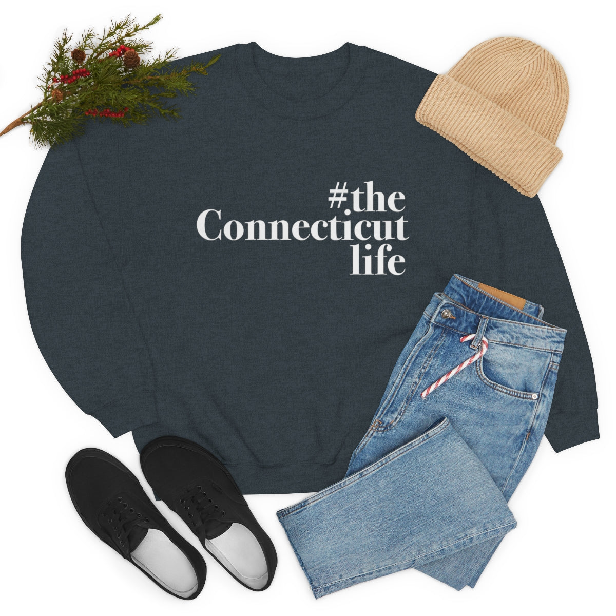 #theconnecticutlife Unisex Heavy Blend™ Crewneck Sweatshirt - White Font