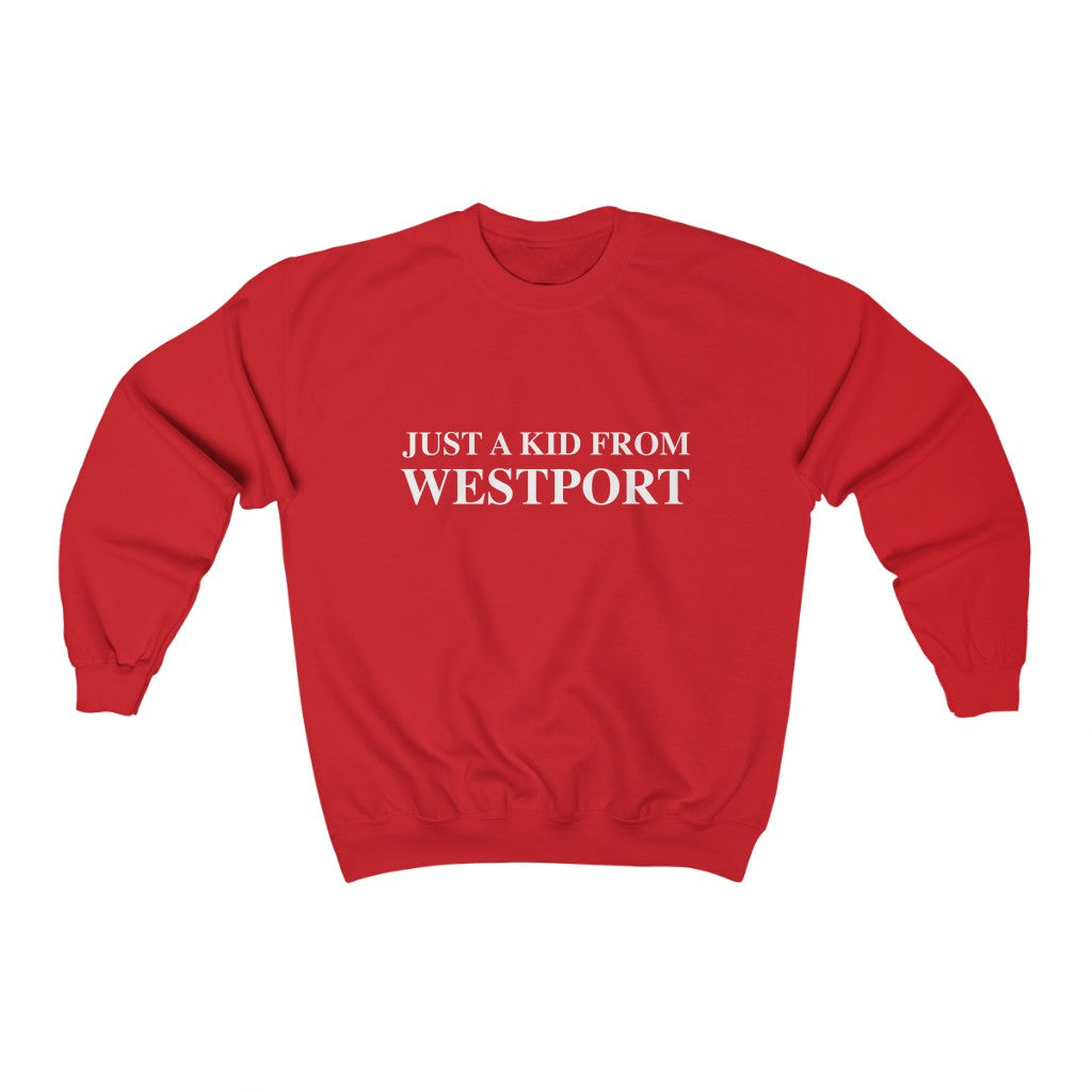 Just a kid from Westport Unisex Heavy Blend Crewneck Sweatshirt