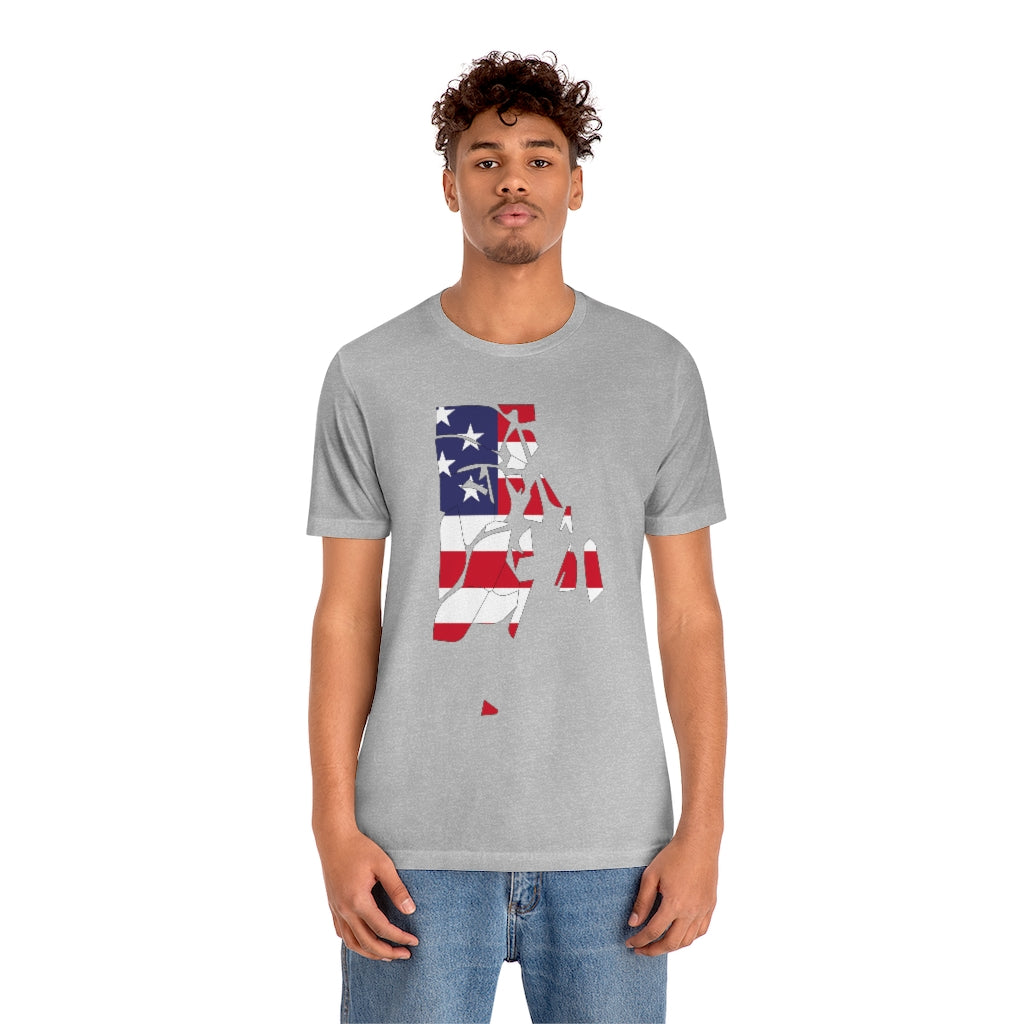 Rhode Island American Flag collection has tee shirts, mugs, reusable bags, and other apparel and gifts. All proceeds goes to help build the Finding New England brand and get our website up and going. Free shipping on all products.