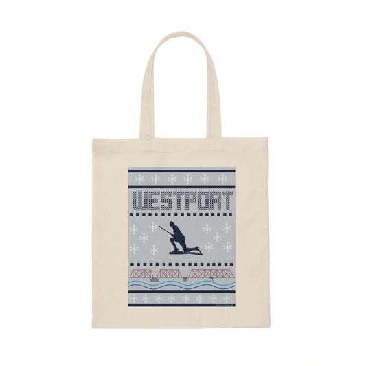 westport ct / connecticut ugly christmas sweater tote bag