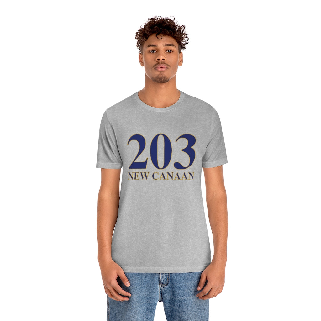 203 New Canaan Unisex Jersey Short Sleeve Tee The 203 New Canaan Collection. Show off New Canaan and Connecticut at the same time. Colors were inspired by the Connecticut state flag. Proceeds help build Finding New Canaan and Finding Connecticut's brand.
