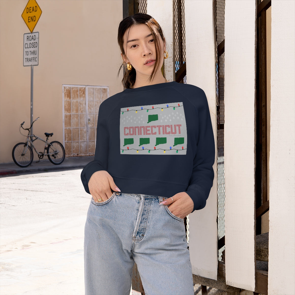 connecticut ugly holiday womens sweatshirt