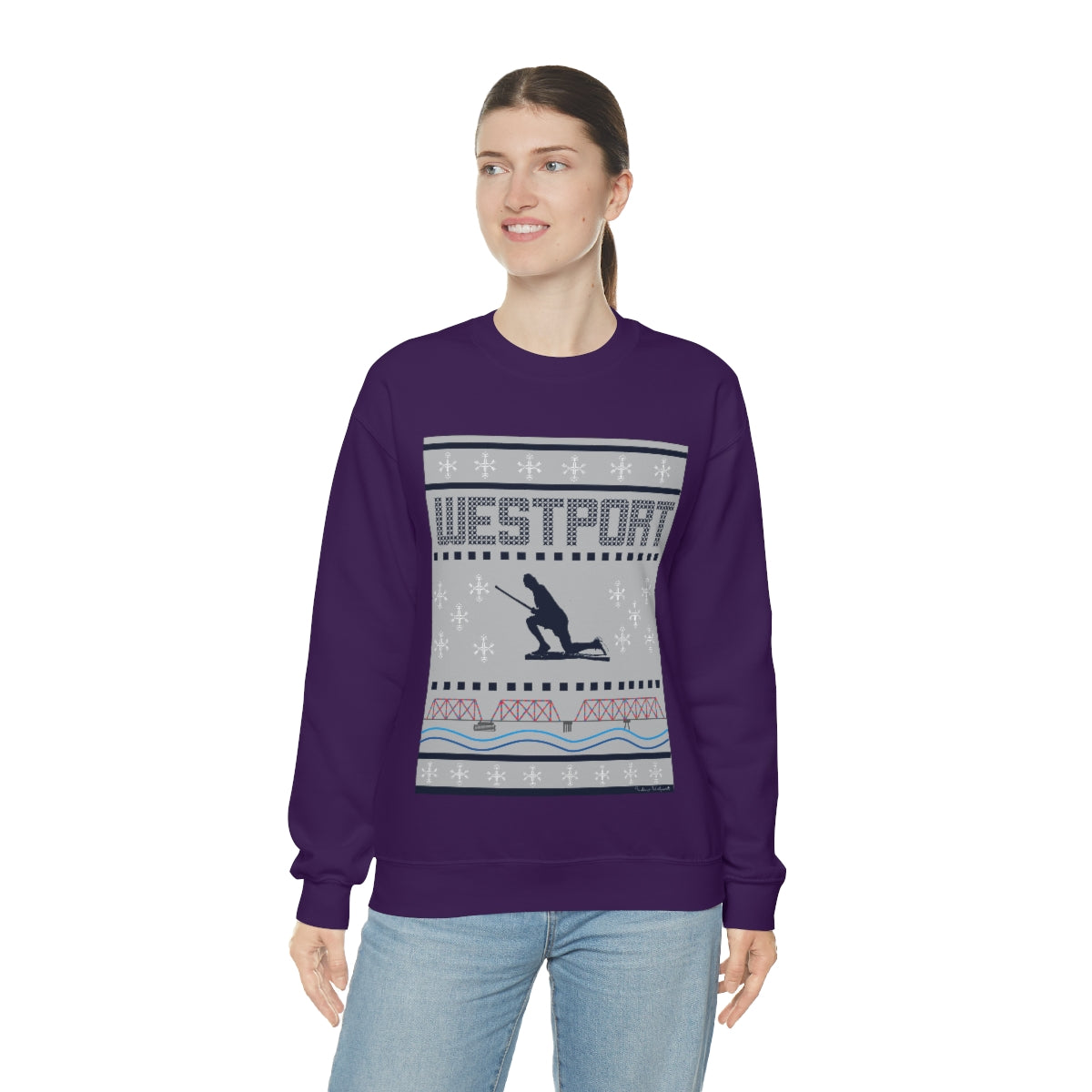 Westport Ugly Holiday Blue / White Unisex Heavy Blend™ Crewneck Sweatshirt