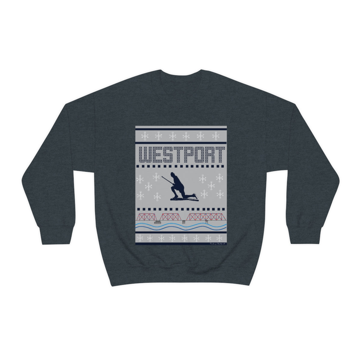 Westport Ugly Holiday Blue / White  Unisex Heavy Blend™ Crewneck Sweatshirt