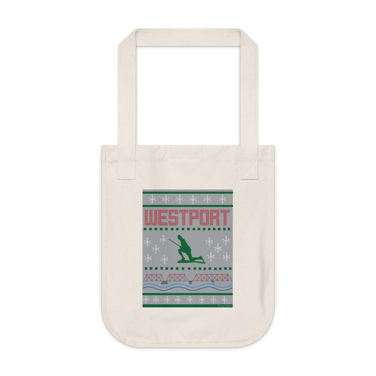 westport ct / connecticut ugly christmas sweater tote bag