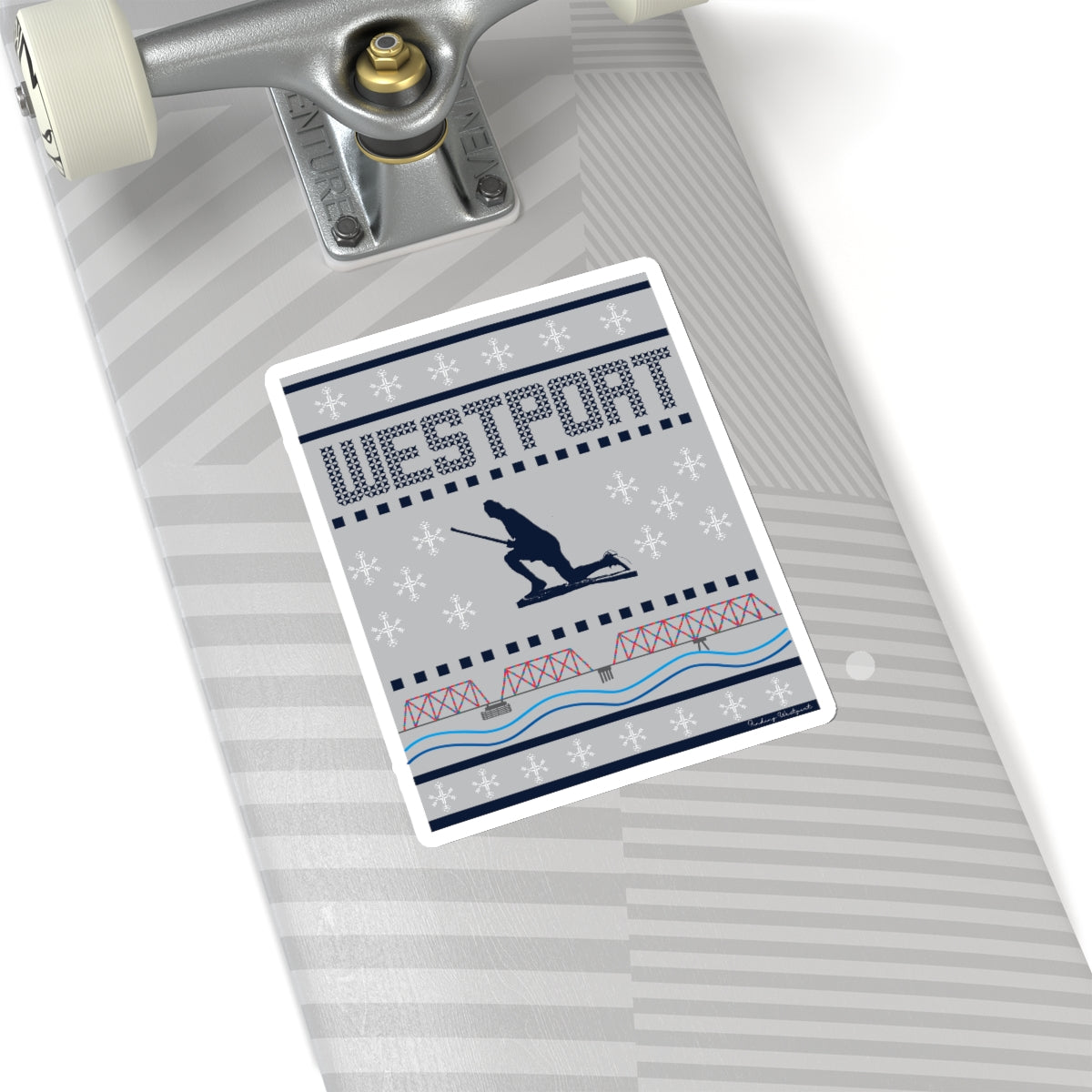 Westport Ugly Holiday Blue / White Kiss-Cut Stickers