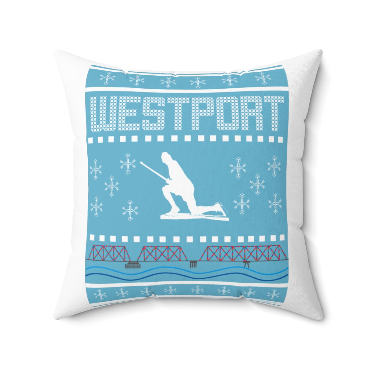 westport ct / connecticut ugly christmas sweater pillow and home decor