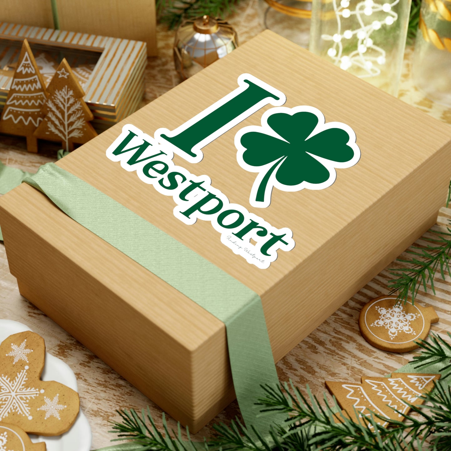 westport connecticut st patricks day stickers, i clover westport