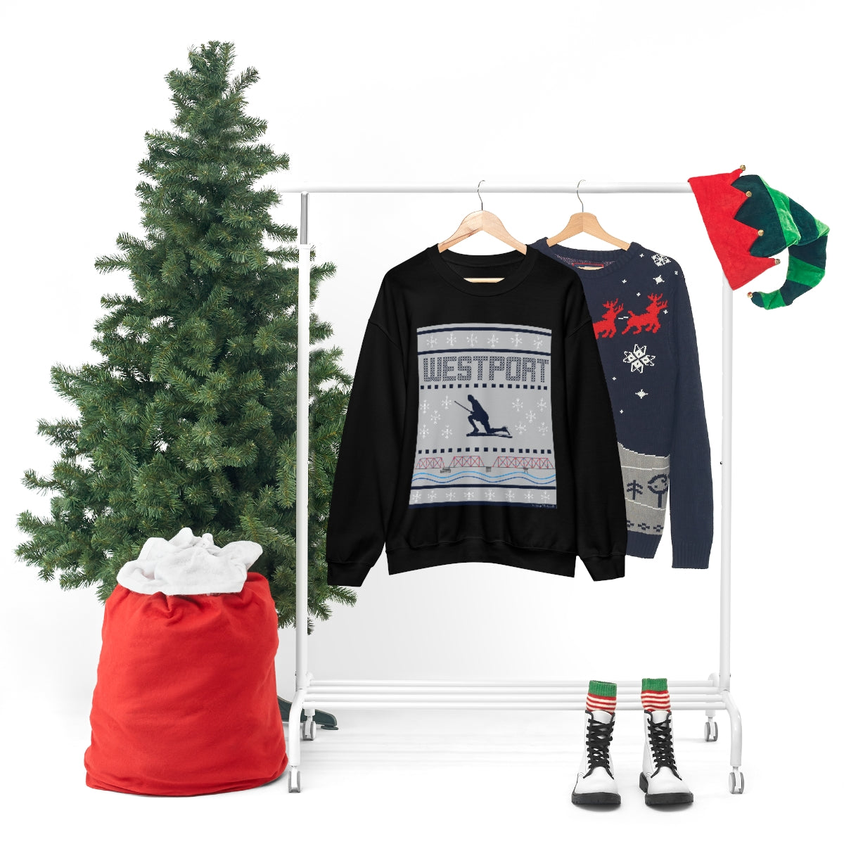 Westport Ugly Holiday Blue / White Unisex Heavy Blend™ Crewneck Sweatshirt