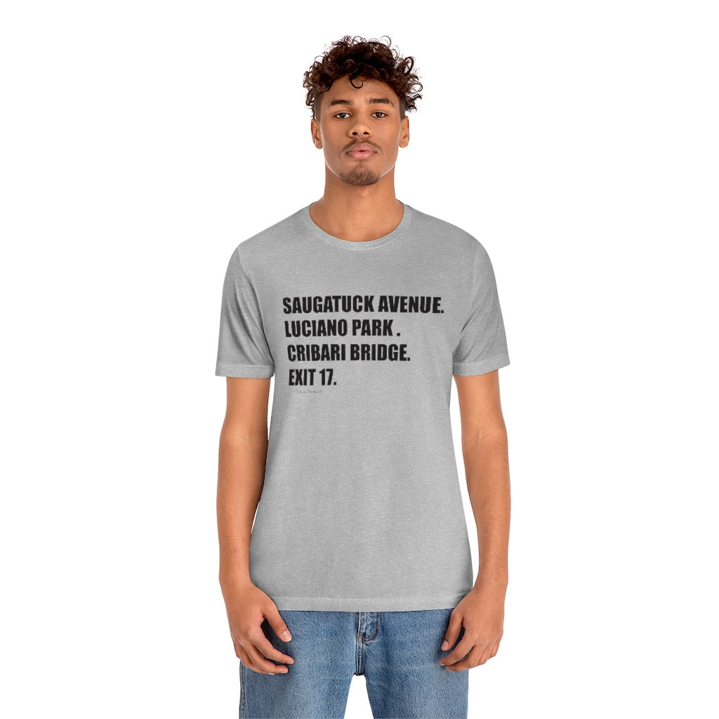 Saugatuck Ave. Luciano Park. Cribari Bridge. Exit 17. Unisex Jersey Short Sleeve Tee How do you say Westport without saying Westport? Westport, Connecticut is filled with unique aspects. Each providing different elements that make up the town from historic to modern traditions. Proceeds of this collection goes to help build Finding Westport and Finding Connecticut's brands.
