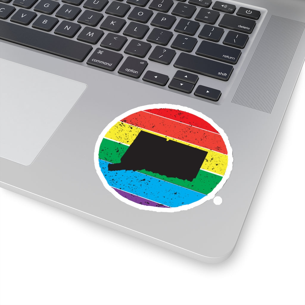 Connecticut Rainbow Kiss-Cut Stickers