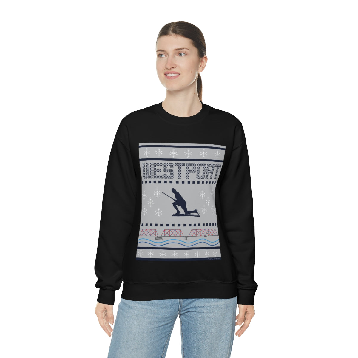Westport Ugly Holiday Blue / White Unisex Heavy Blend™ Crewneck Sweatshirt
