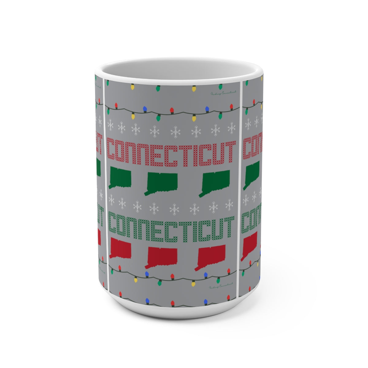 Connecticut ugly christmas sweater holiday mug