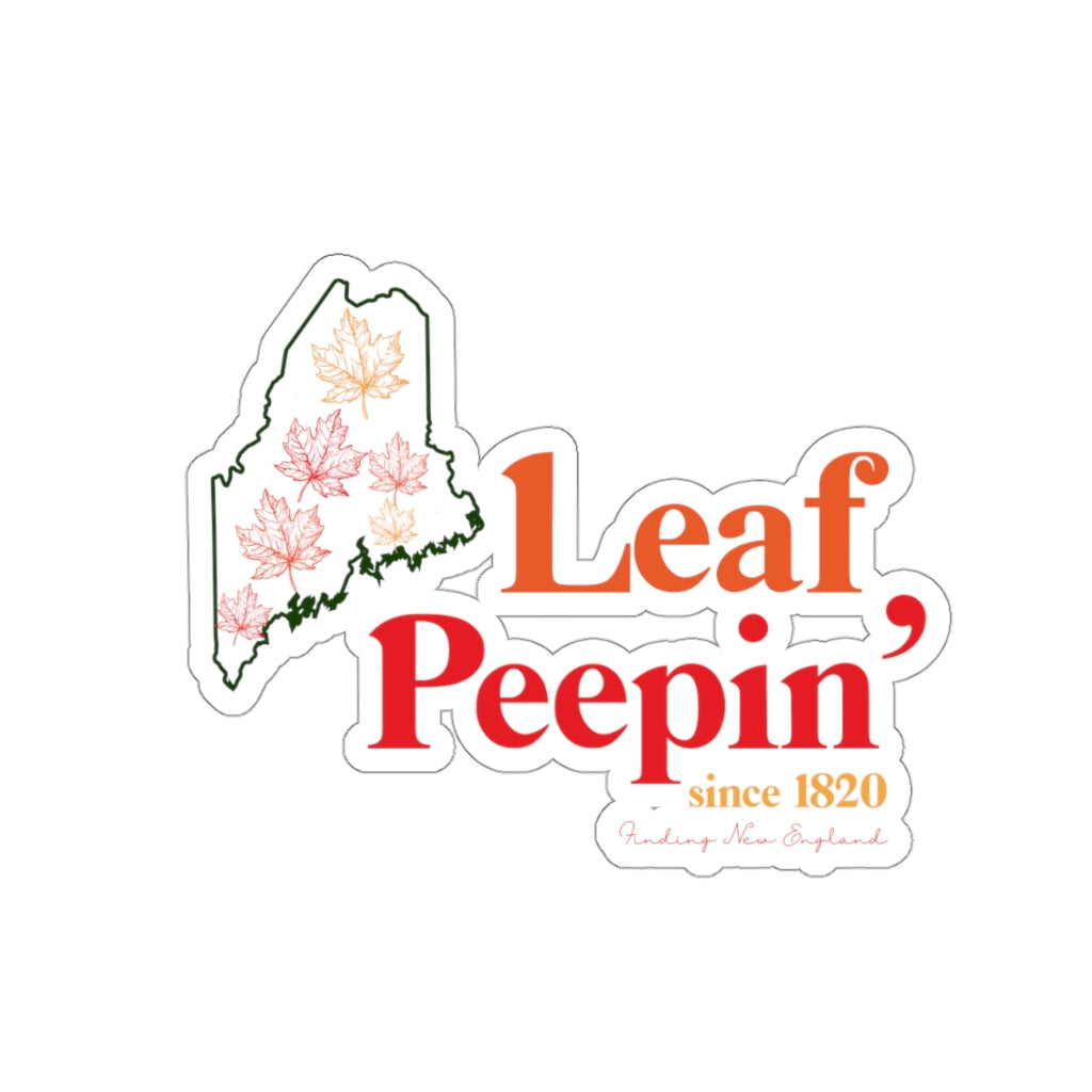 Leaf Peepin' Maine Show your love for the fall season with this Leaf Peepin' collection. From the traveler to the local, this collection is inspired for anyone who loves the crisp air and colorful autumn season. Proceeds of this collection go to help grow Finding New England's brand.