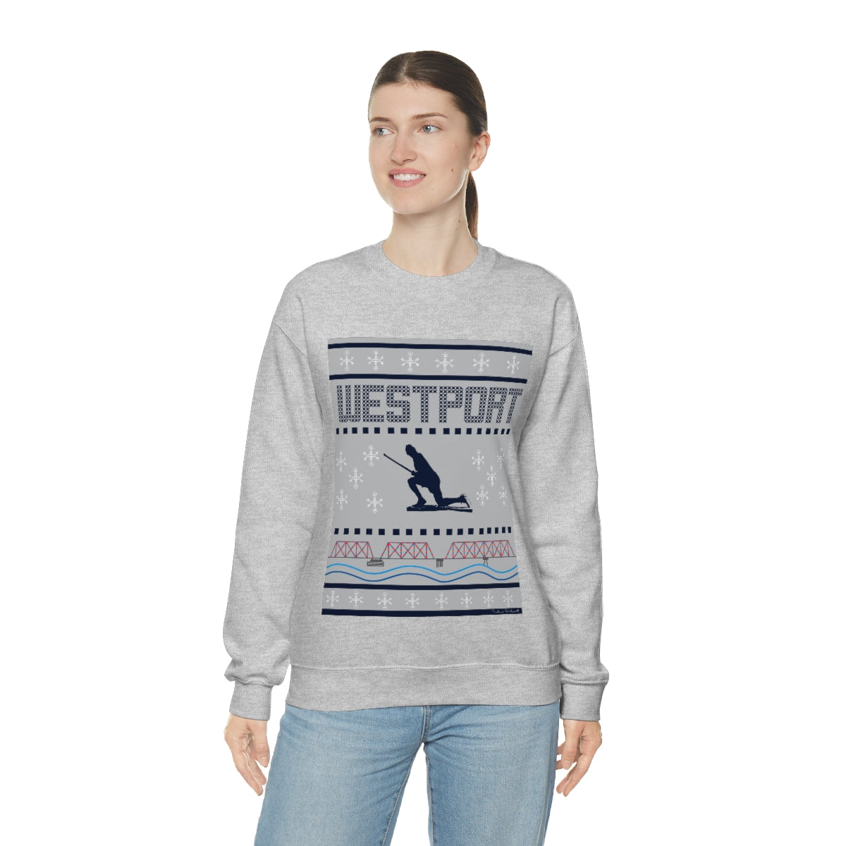 Westport Ugly Holiday Blue / White Unisex Heavy Blend™ Crewneck Sweatshirt
