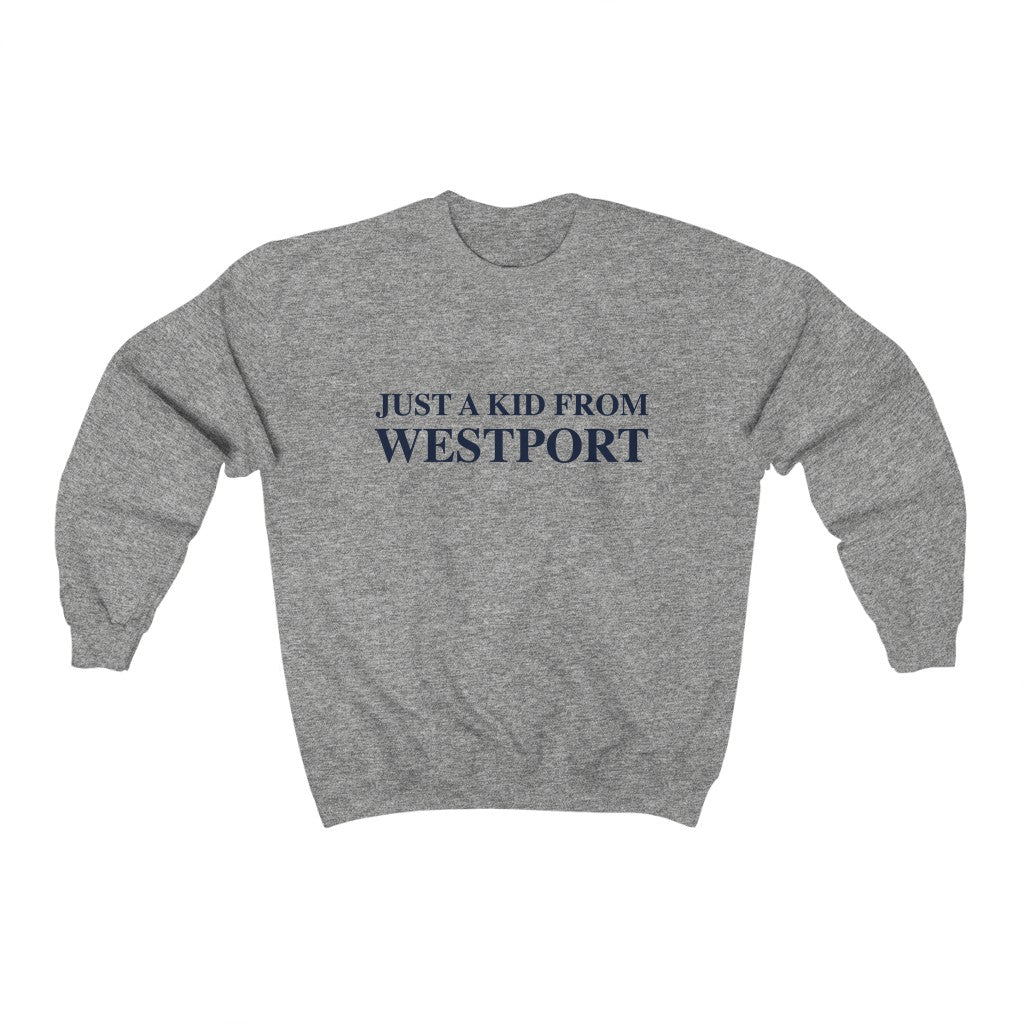 Just a kid from Westport Unisex Heavy Blend Crewneck Sweatshirt