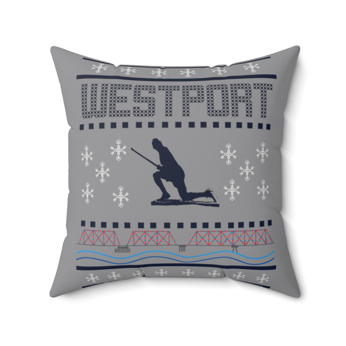 westport ct / connecticut ugly christmas sweater pillow