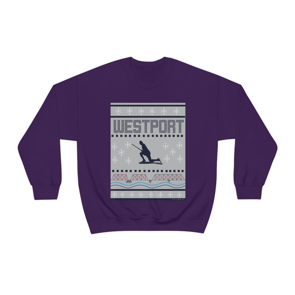 Westport Ugly Holiday Blue / White Unisex Heavy Blend™ Crewneck Sweatshirt