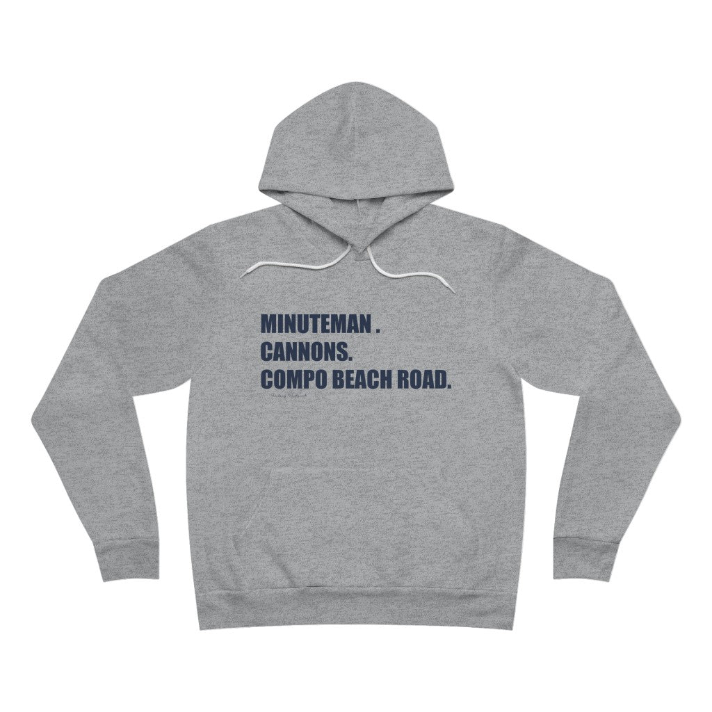 Minuteman. Cannons. Compo Beach Road. Unisex Sponge Fleece Pullover Hoodie How do you say Westport without saying Westport? Westport, Connecticut is filled with unique aspects. Each providing different elements that make up the town from historic to modern traditions. Minuteman. Cannons. Compo Beach Road. You know its Westport. Proceeds of this collection goes to help build Finding Westport and Finding Connecticut's brands.