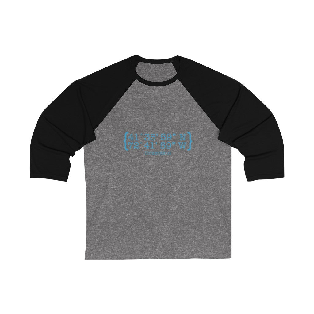 Connecticut Coordinates Unisex 3/4 Sleeve Baseball Tee