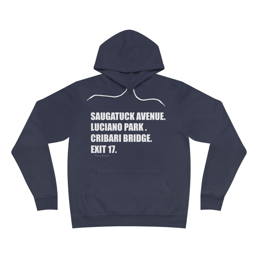 Saugatuck Ave. Luciano Park. Cribari Bridge. Exit 17. Unisex Sponge Fleece Pullover Hoodie How do you say Westport without saying Westport? Westport, Connecticut is filled with unique aspects. Each providing different elements that make up the town from historic to modern traditions. Proceeds of this collection goes to help build Finding Westport and Finding Connecticut's brands.
