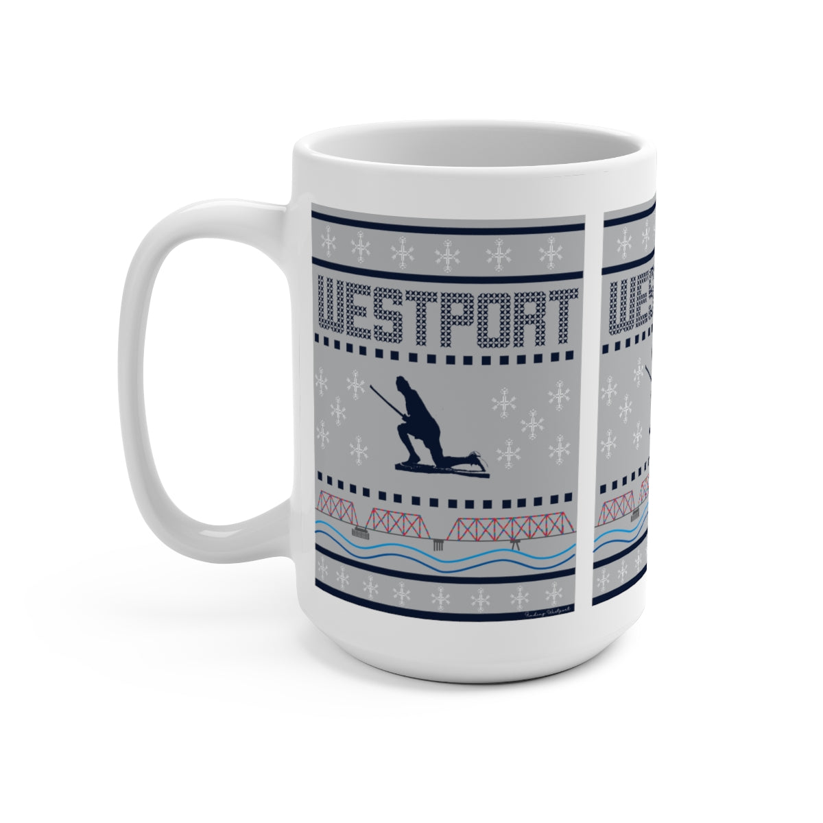 Westport Ugly Holiday Blue / White Mug 15oz