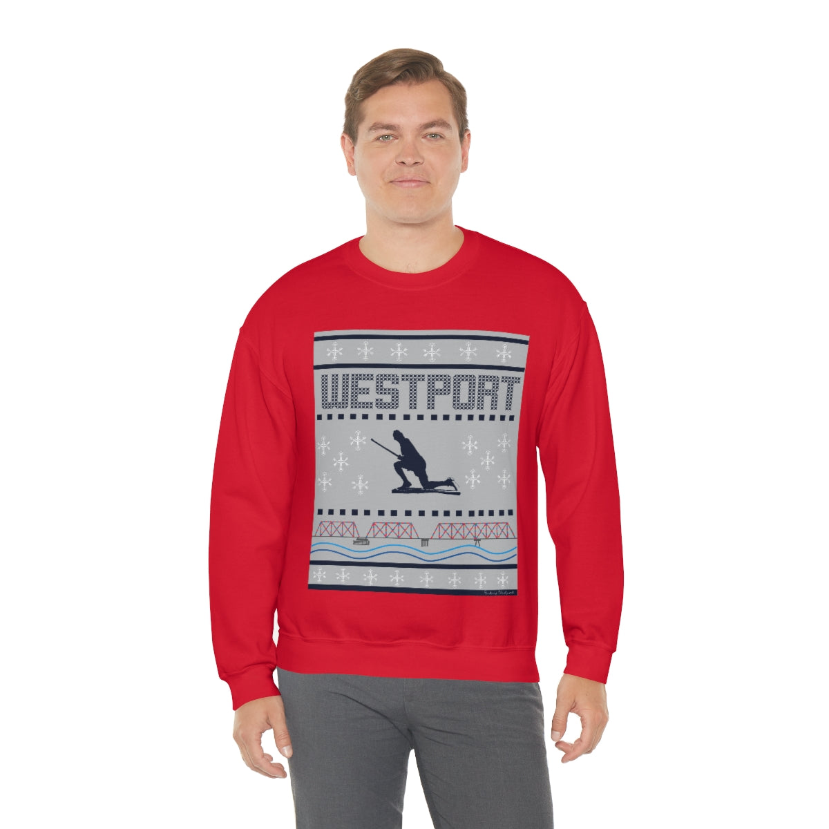 Westport Ugly Holiday Blue / White Unisex Heavy Blend™ Crewneck Sweatshirt