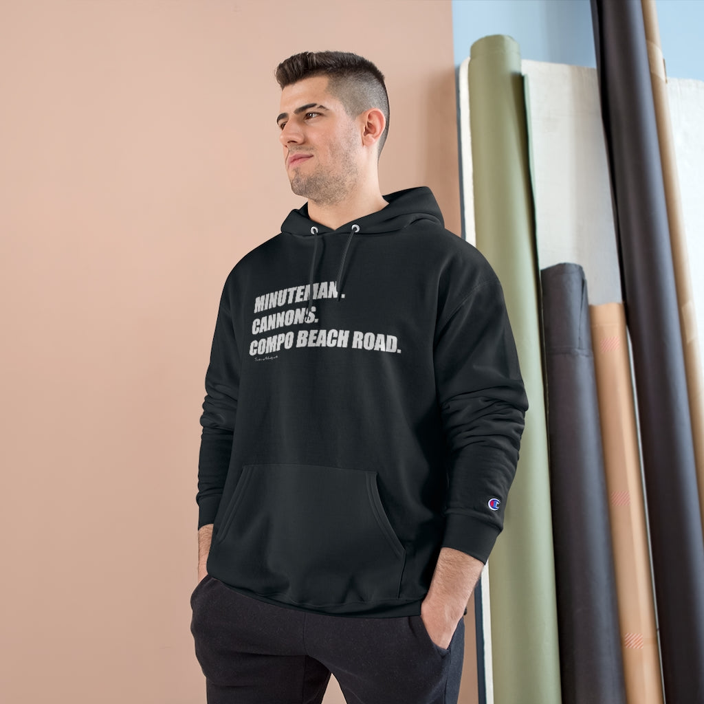 Minuteman. Cannons. Compo Beach Road. Champion Hoodie How do you say Westport without saying Westport? Westport, Connecticut is filled with unique aspects. Each providing different elements that make up the town from historic to modern traditions. Minuteman. Cannons. Compo Beach Road. You know its Westport. Proceeds of this collection goes to help build Finding Westport and Finding Connecticut's brands.
