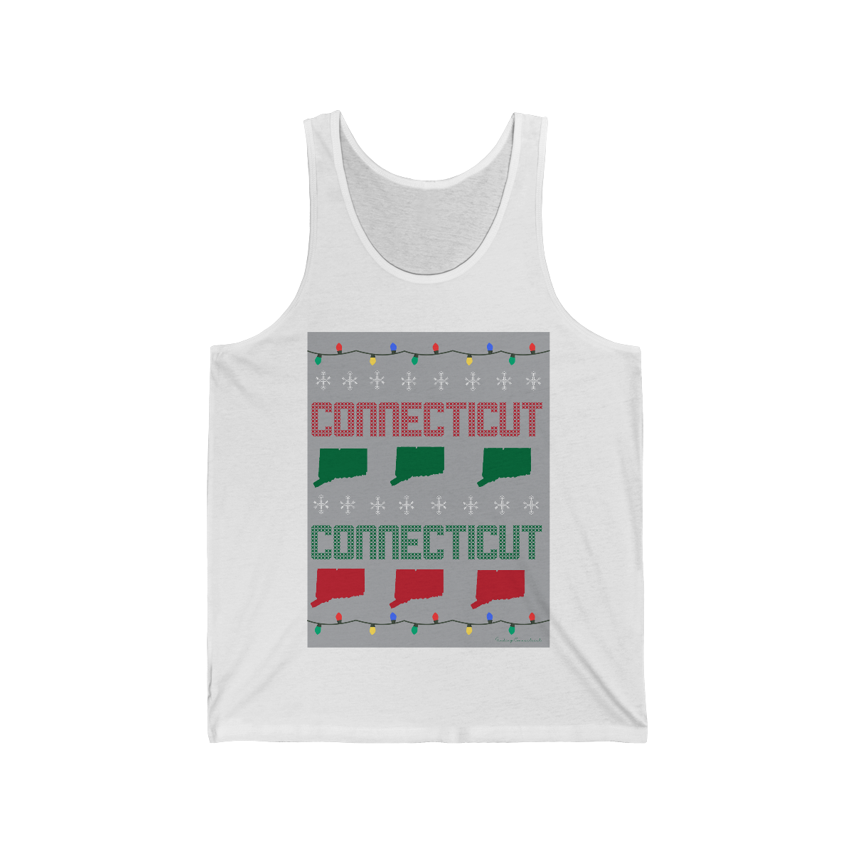connecticut ugly holiday unisex tank top