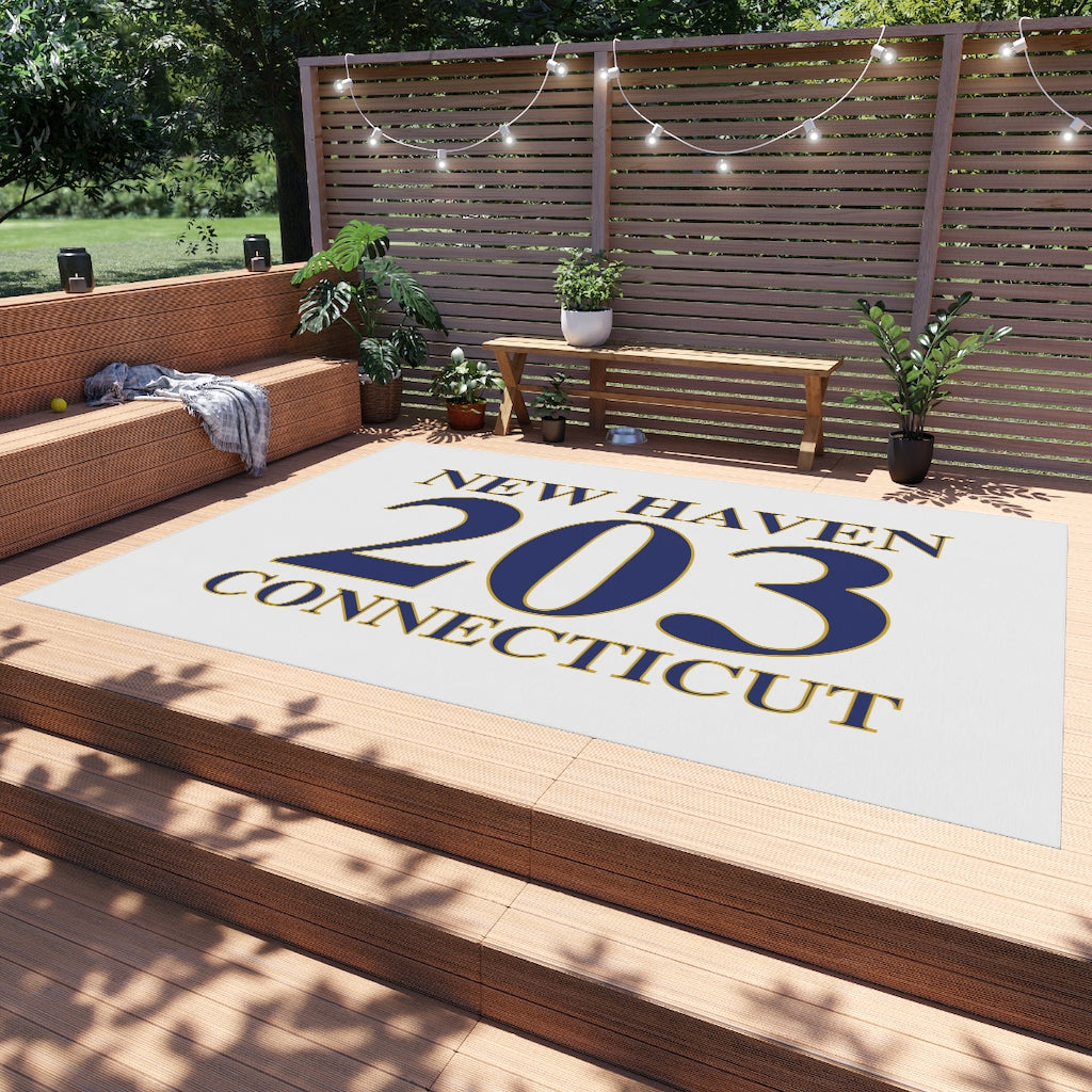 New Haven 203 Connecticut Outdoor Rug New Haven 203 Collection. Inspired by the Connecticut flag and the 203! Show off for your pride for Connecticut and Hartford! Proceeds of this collection go to help build Finding Connecticut’s website and brand. • Free USA shipping Click here to go to our home page