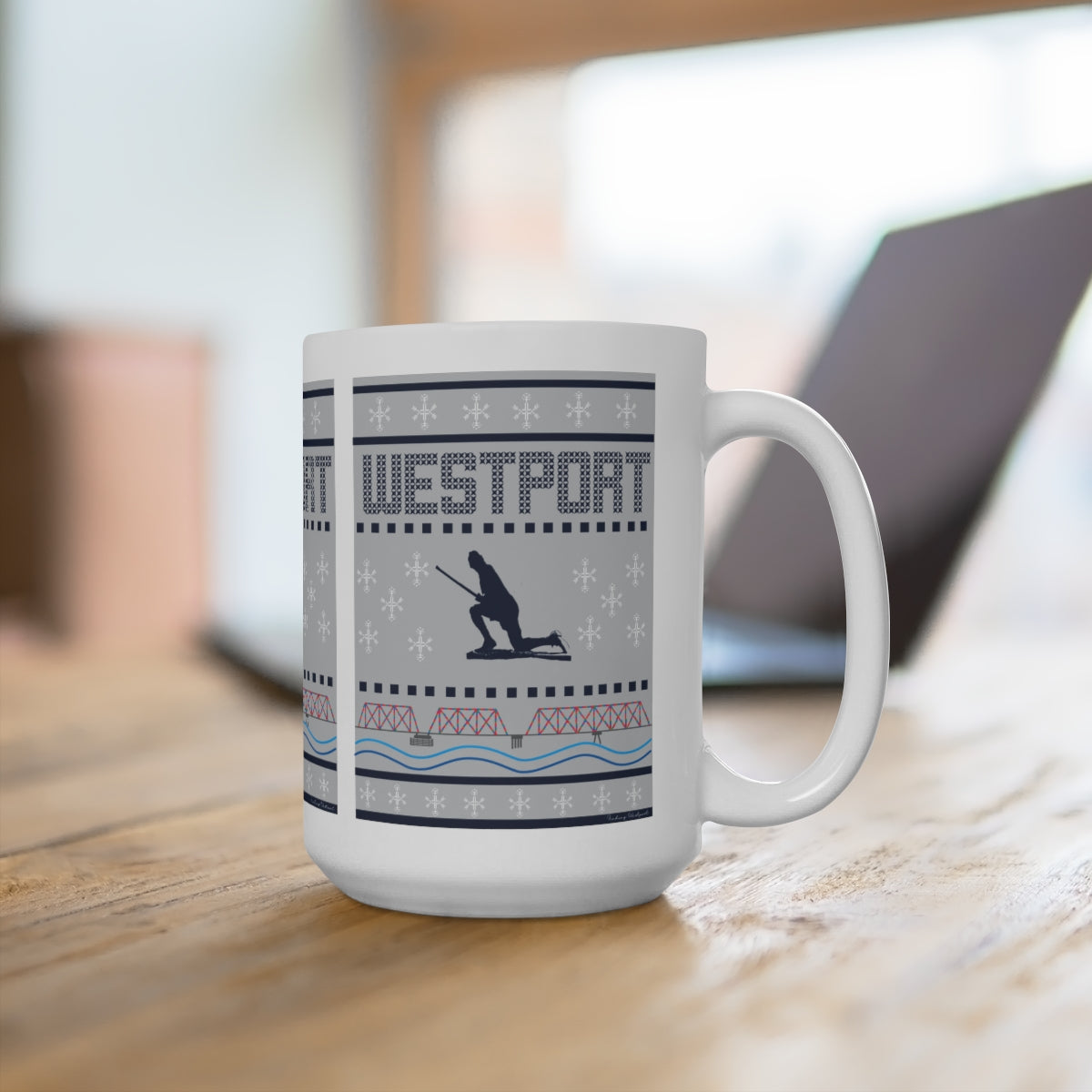Westport Ugly Holiday Blue / White Mug 15oz