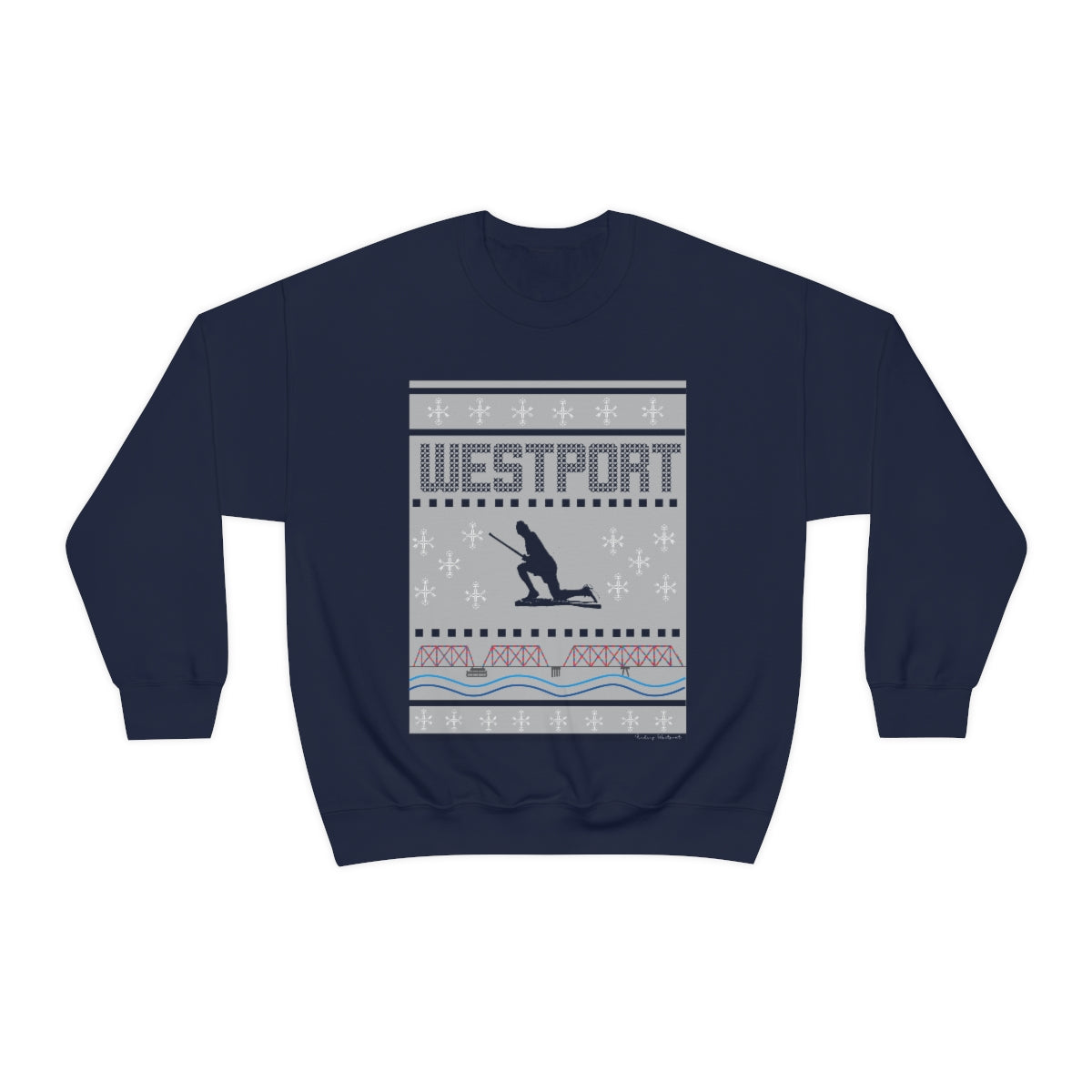 Westport Ugly Holiday Blue / White Unisex Heavy Blend™ Crewneck Sweatshirt