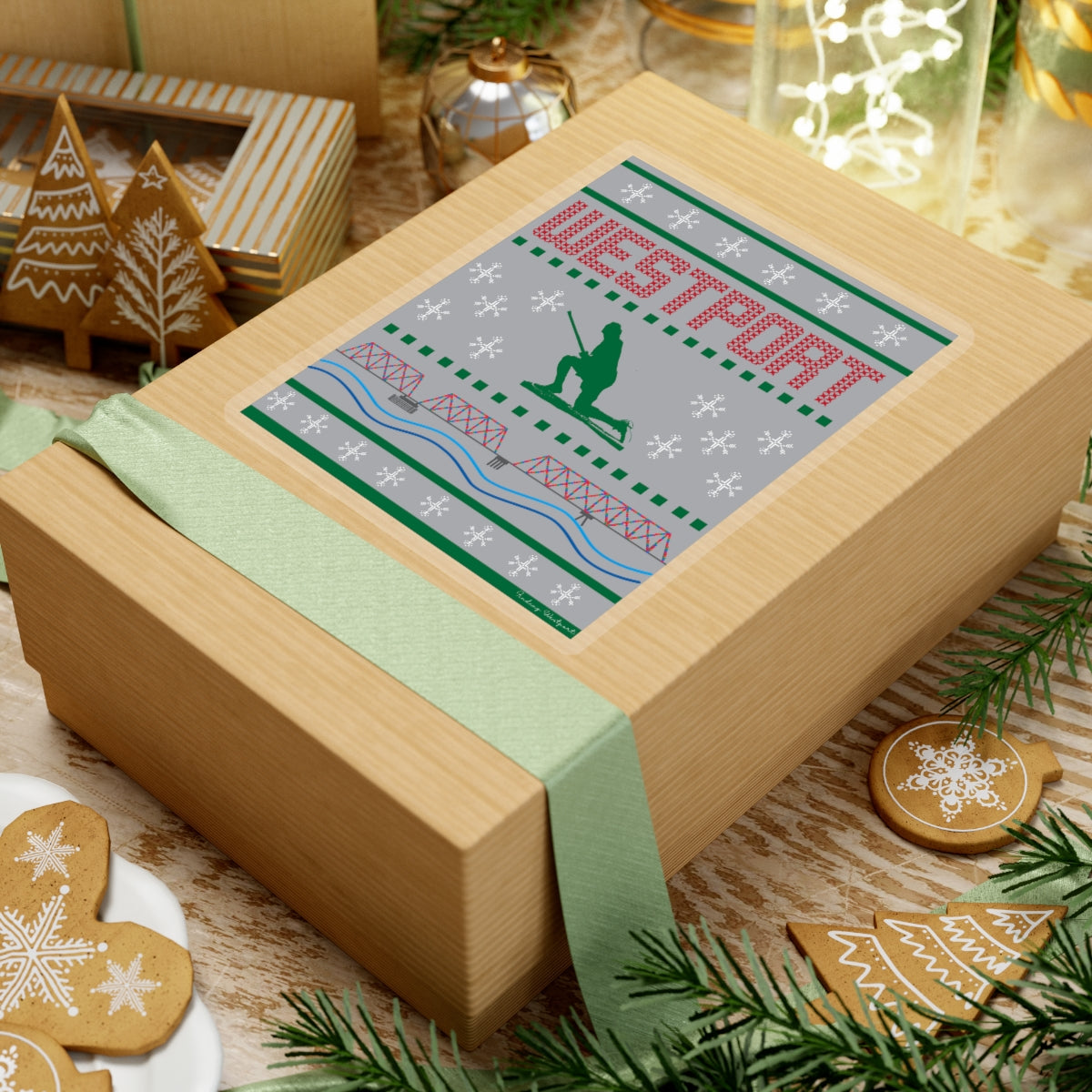 Westport Ugly Holiday Green - Red Kiss-Cut Stickers