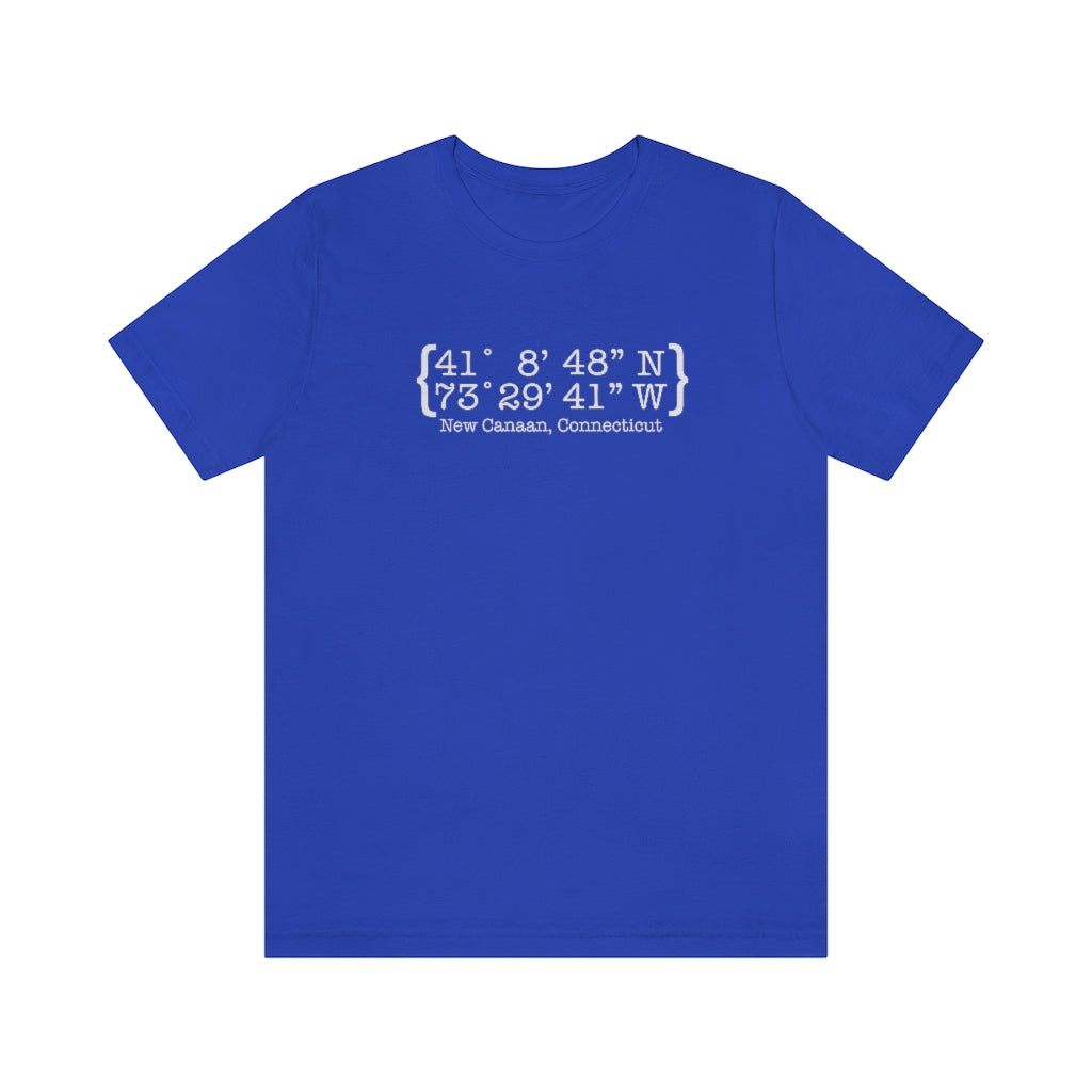 New Canaan Coordinates Unisex Jersey Short Sleeve Tee  Does New Canaan, Connecticut always have a special place in your heart. The Coordinates collection marks the spot for the special place you have ties to.   Proceeds helps grow Finding New Canaan and Finding Connecticut's brand grow.