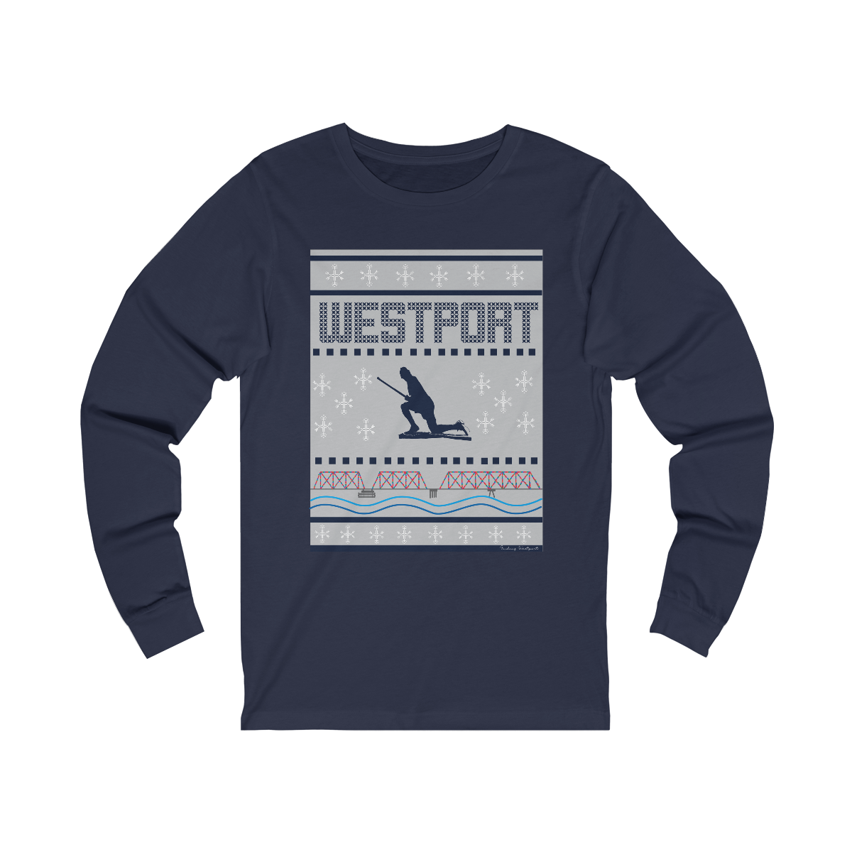 Westport Ugly Holiday Blue / White Unisex Jersey Long Sleeve Tee