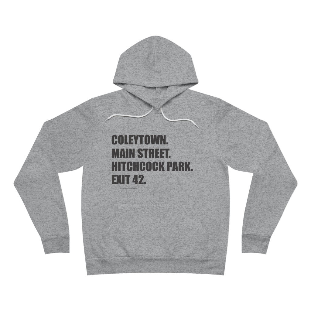 Coleytown. Main Street. Hitchcock Park. Exit 42. Unisex Sponge Fleece Pullover Hoodie How do you say Westport without saying Westport? Westport, Connecticut is filled with unique aspects. Each providing different elements that make up the town from historic to modern traditions. Proceeds of this collection goes to help build Finding Westport and Finding Connecticut's brands.